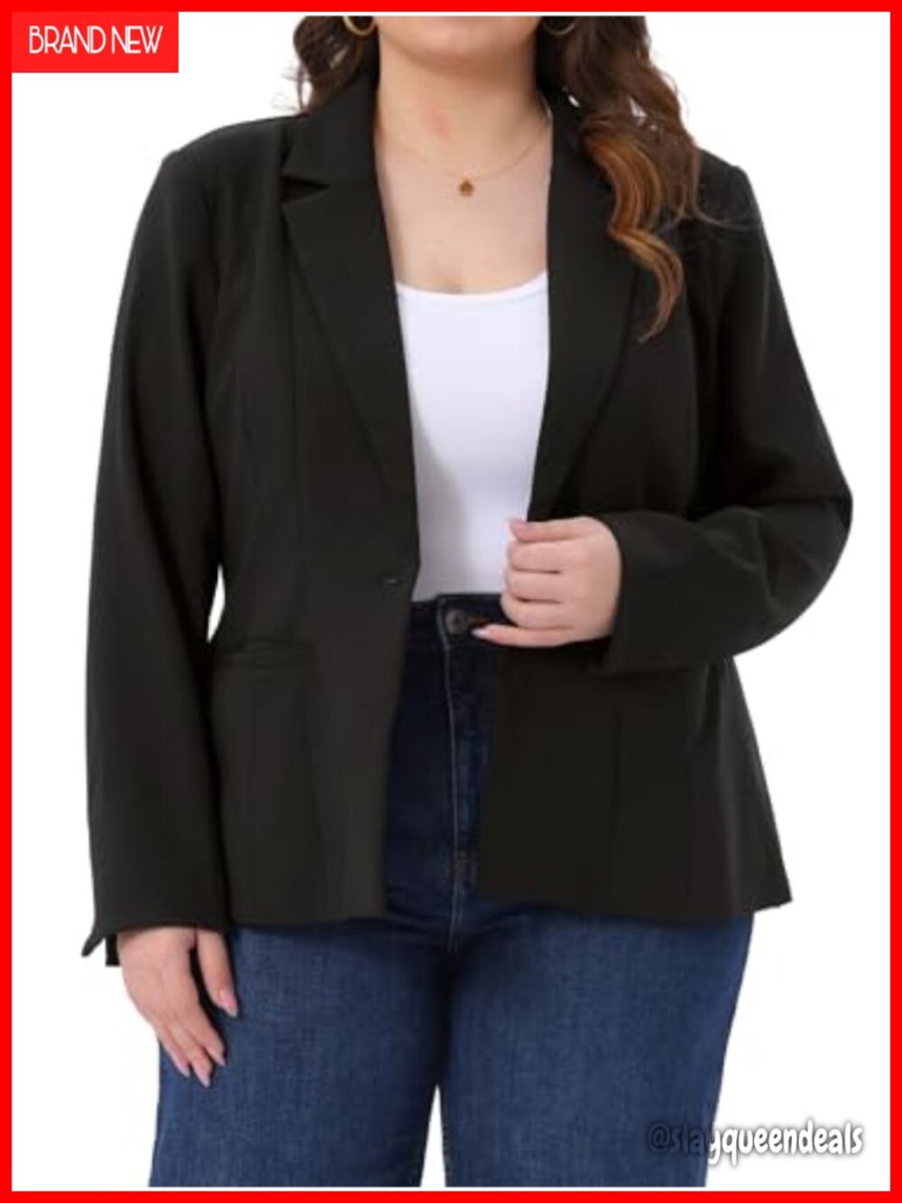 Plus Size Blazer Long Sleeve Notch Lapel Business Casual Suit Jacket